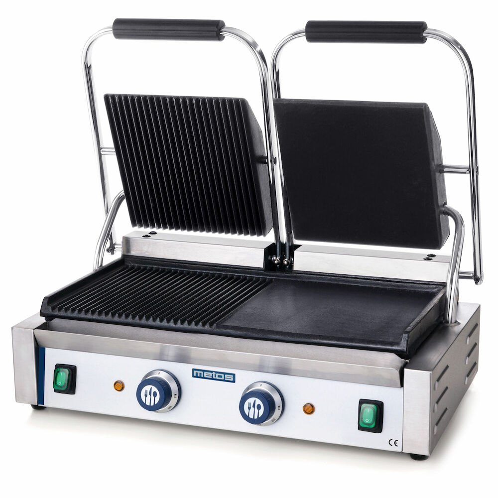 Paninigrill Metos 475×230 mm pool sile/pool rihveldatud, kaheosaline